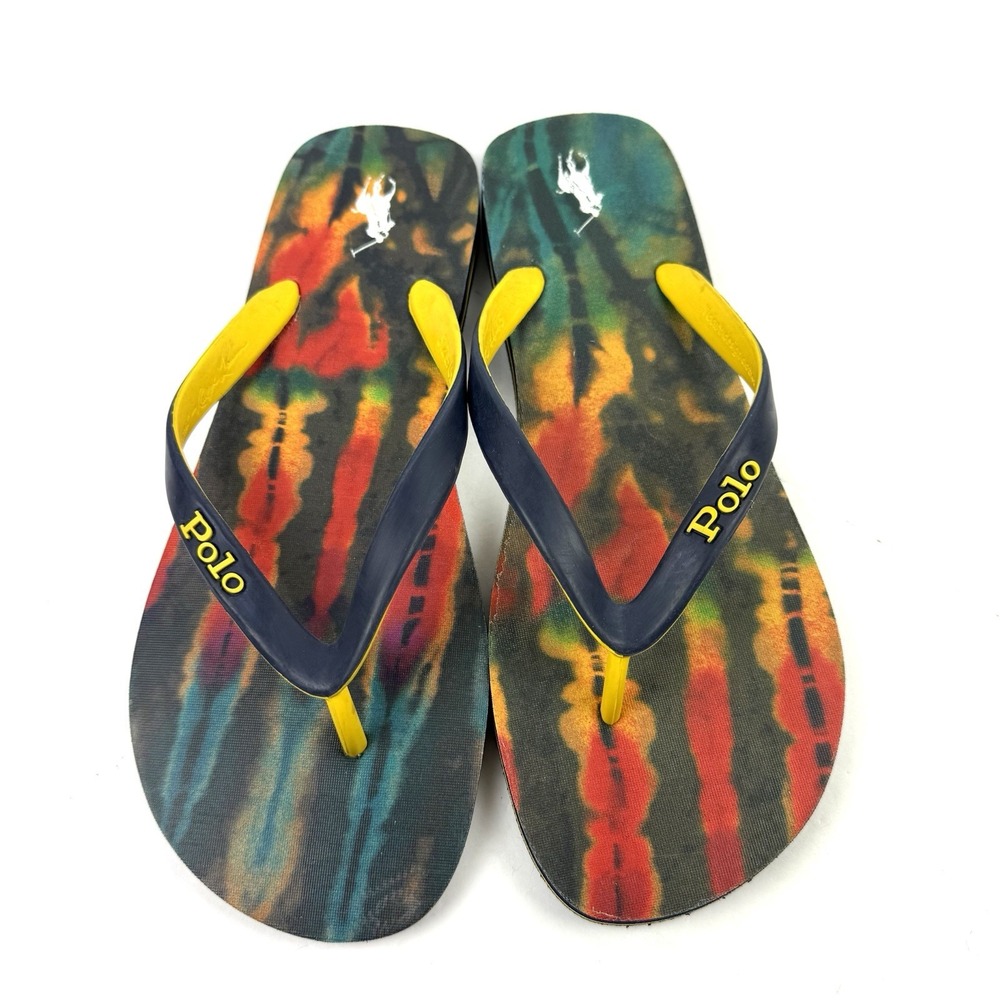 Polo Ralph Lauren Bolt Flip Flops 11-12 Daybreak Tie Dye Sandals Mens Brand New